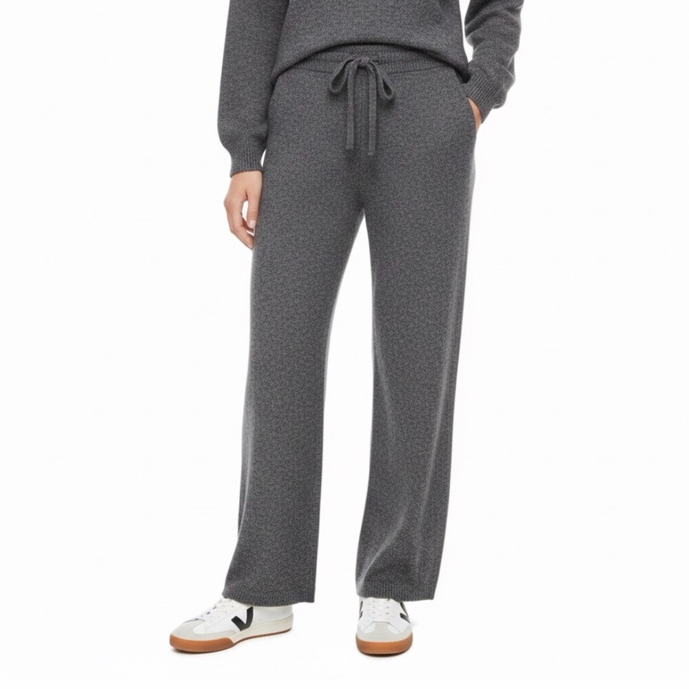 Nordstrom Wide-Leg Knit Drawstring Pants in Charcoal Gray